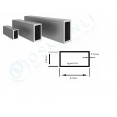 Alüminyum Kutu Profil 22mm X 28mm Et Kalınlık 1.5mm